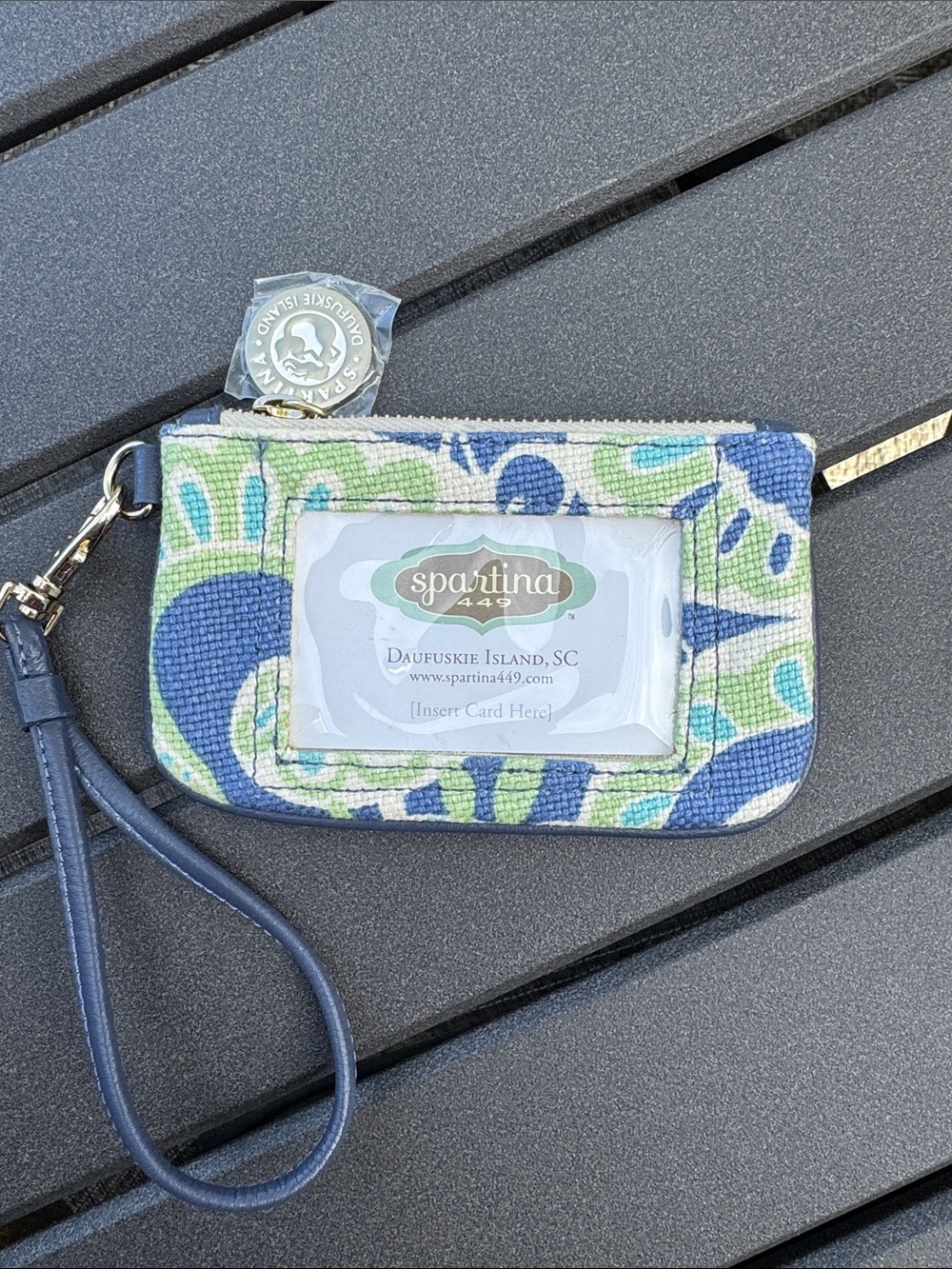 Spartina 449 Blue and Green Floral Wristlet Card Holder